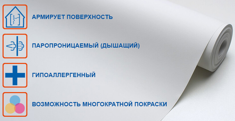 Свойства флизелиновых обоев под покраску 150 гр/м² Свойства флизелиновых обоев под покраску 150 гр/м²